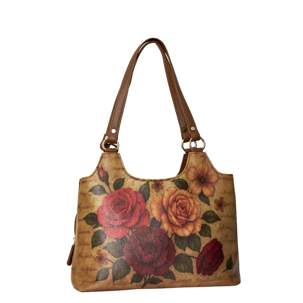 Vegan Leather Printed Shoulder Tote Bag for Women–Top Handle Handbag Daily Use